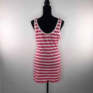 New Victoria's Secret Coral Pink and White Striped Tank Top M - Long Tank